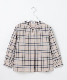 J.PRESS LADIES 【洗える】コンパクトチェック スタンドカラー ブラウス