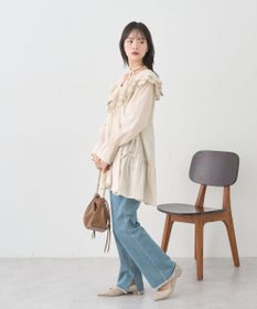 earth music&ecology 【綿100％】サイドリボンラッフルミニワンピース