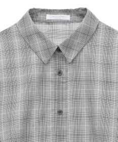 Green Parks サイドドロストショート丈シャツ（チェック）