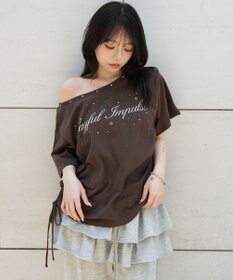 WEGO サイドドロストオフショルグラフィックT