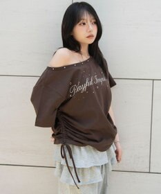 WEGO サイドドロストオフショルグラフィックT