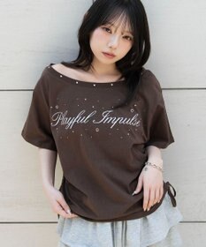 WEGO サイドドロストオフショルグラフィックT