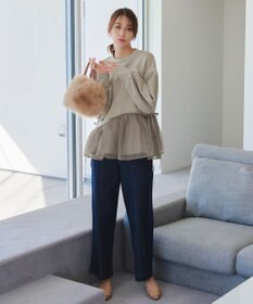 Tiaclasse 【洗える】ペプラムオーガンジーポンチトップス