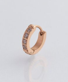 Phoebe 【金属アレルギー対応】ワンタッチビジューフープミニピアス(片耳)/サージカルステンレス ローズゴールド