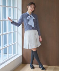 Feroux 【洗える】サテン ボウタイブラウス