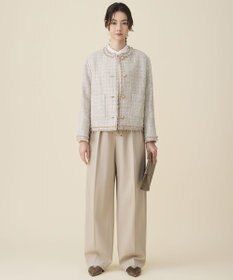 自由区 ファンシーノットツイードノーカラー ジャケット