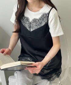 WEGO レース切替サテンキャミ