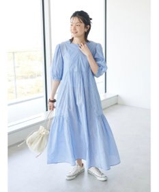 CRAFT STANDARD BOUTIQUE インド綿パフスリーブギャザーワンピース