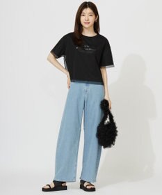 ANY SIS 【洗える】シアーチュールロゴ Tシャツ