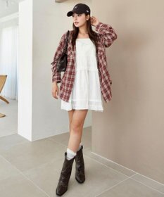 WEGO 【25年秋冬新作】チェックフードBIGネルシャツ