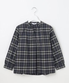 J.PRESS LADIES 【洗える】コンパクトチェック スタンドカラー ブラウス