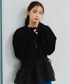 Tiaclasse 【洗える】ペプラムオーガンジーポンチトップス