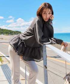 Tiaclasse 【洗える】ペプラムオーガンジーポンチトップス