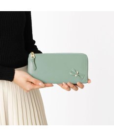 LANVIN en Bleu ペアル 薄マチLファスナー長財布