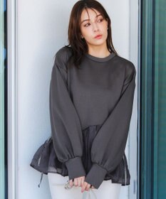 Tiaclasse 【洗える】ペプラムオーガンジーポンチトップス