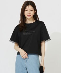 ANY SIS 【洗える】シアーチュールロゴ Tシャツ