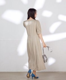 Tiaclasse L 【洗える】パフスリーブ配色ステッチワンピース