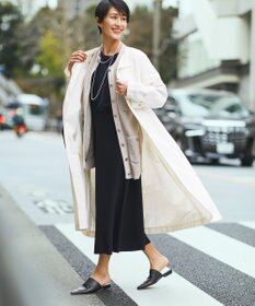 自由区 L 【洗える】テクスチャーコットンブレンド ニットアウター