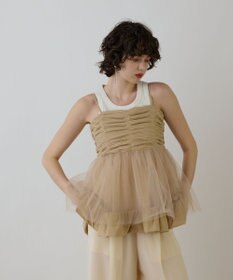 GRACE CONTINENTAL タフタチュールキャミ