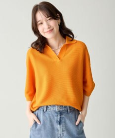 ANY L アクリルガーターポロ衿ニット