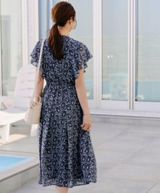 Tiaclasse L 【洗える】ペイズリー柄フレアスリーブワンピース