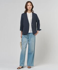 J.PRESS LADIES L 【セットアップ対応】ファンマートロストレッチ ノーカラー ジャケット