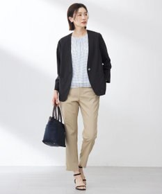 J.PRESS LADIES 【洗える】セルロースリネンストレッチ テーパード パンツ