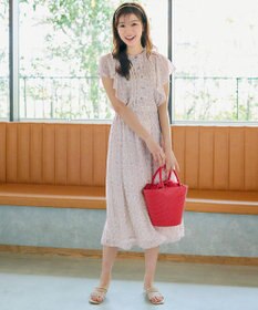 Tiaclasse L 【洗える】ペイズリー柄フレアスリーブワンピース