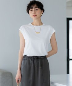 23区 L 【洗える】コンパクトヤーン フレンチスリーブ Tシャツ