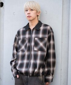 WEGO 【ユニセックス着用ITEM/MLサイズ展開】オンブレチェックシャツジャケット