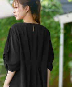 Tiaclasse 【洗える】麻調タックブラウス