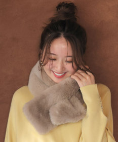 ANY SIS フェイクファー ティペット ベージュ