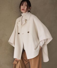 23区 【見上愛さん着用/Oggi12月号掲載】ウールライトリバー ポンチョシルエット コート ベージュ系