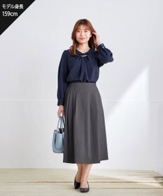 Tiaclasse L 【洗える】メランジツイルフレアスカート