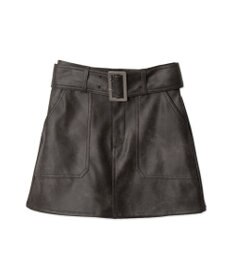 WEGO ベルト付ヴィンテージライクFレザーミニスカート