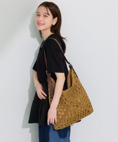 Green Parks ラメフィルム編込透かし柄ショルダーカゴバッ