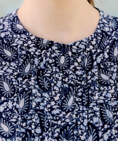 Tiaclasse L 【洗える】ペイズリー柄フレアスリーブワンピース