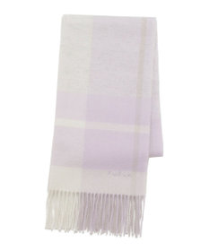 MOONBAT FURLA ウール混ラメ入りブロックチェックストールマフラー／幅50cm