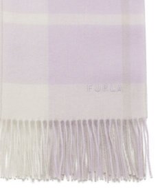 MOONBAT FURLA ウール混ラメ入りブロックチェックストールマフラー／幅50cm