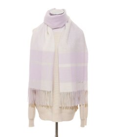 MOONBAT FURLA ウール混ラメ入りブロックチェックストールマフラー／幅50cm