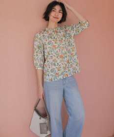 J.PRESS LADIES 【一枚で着映え】スパンボタニカル プリント クルーネック ブラウス