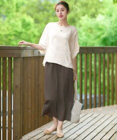 Tiaclasse 【洗える】麻調タックブラウス