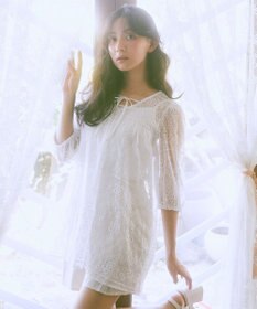 earth music&ecology パフスリーブ楊柳刺繍チュニック