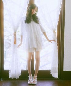 earth music&ecology パフスリーブ楊柳刺繍チュニック