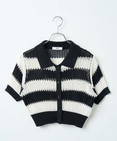 WEGO 襟付きメッシュニットショートカーデ