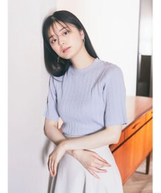 earth music&ecology ショルダーボタンリブニットプルオーバー