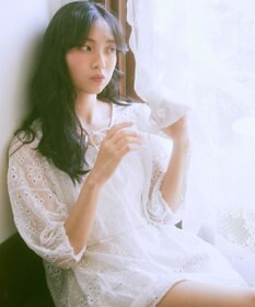 earth music&ecology パフスリーブ楊柳刺繍チュニック