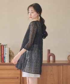 earth music&ecology パフスリーブ楊柳刺繍チュニック