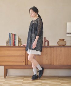 earth music&ecology パフスリーブ楊柳刺繍チュニック