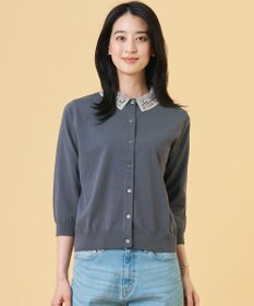 J.PRESS LADIES S 【2WAY】レースカラーコンビ カーディガン